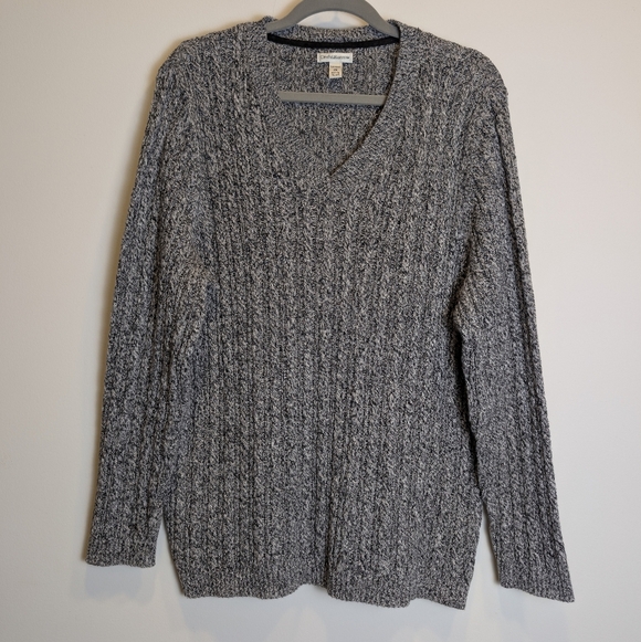 croft & barrow Sweaters - Croft & Barrow Gray Marled Cable Knit V-Neck Sweater Size 2X